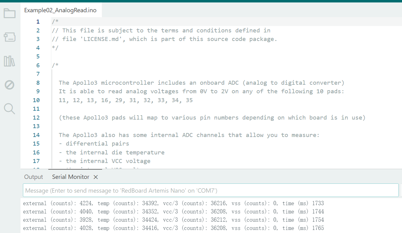 Onboard temperature sensor serial output