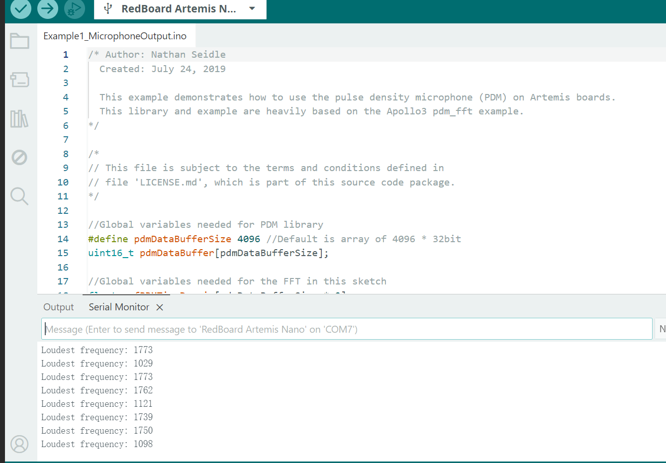 PDM microphone serial output