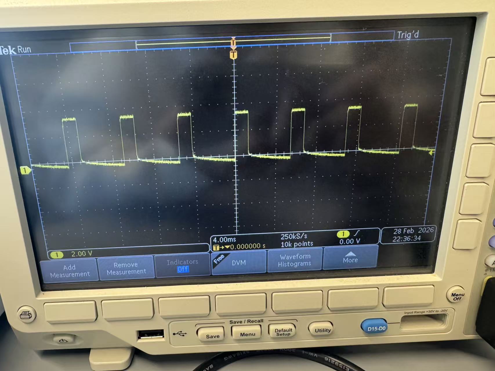 Oscilloscope capture of PWM=60
