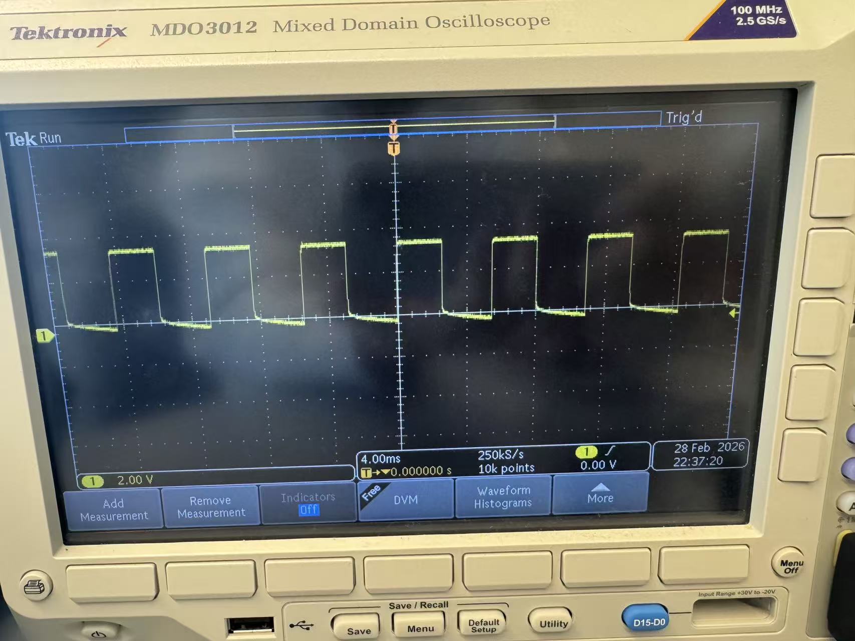 Oscilloscope capture of PWM=120