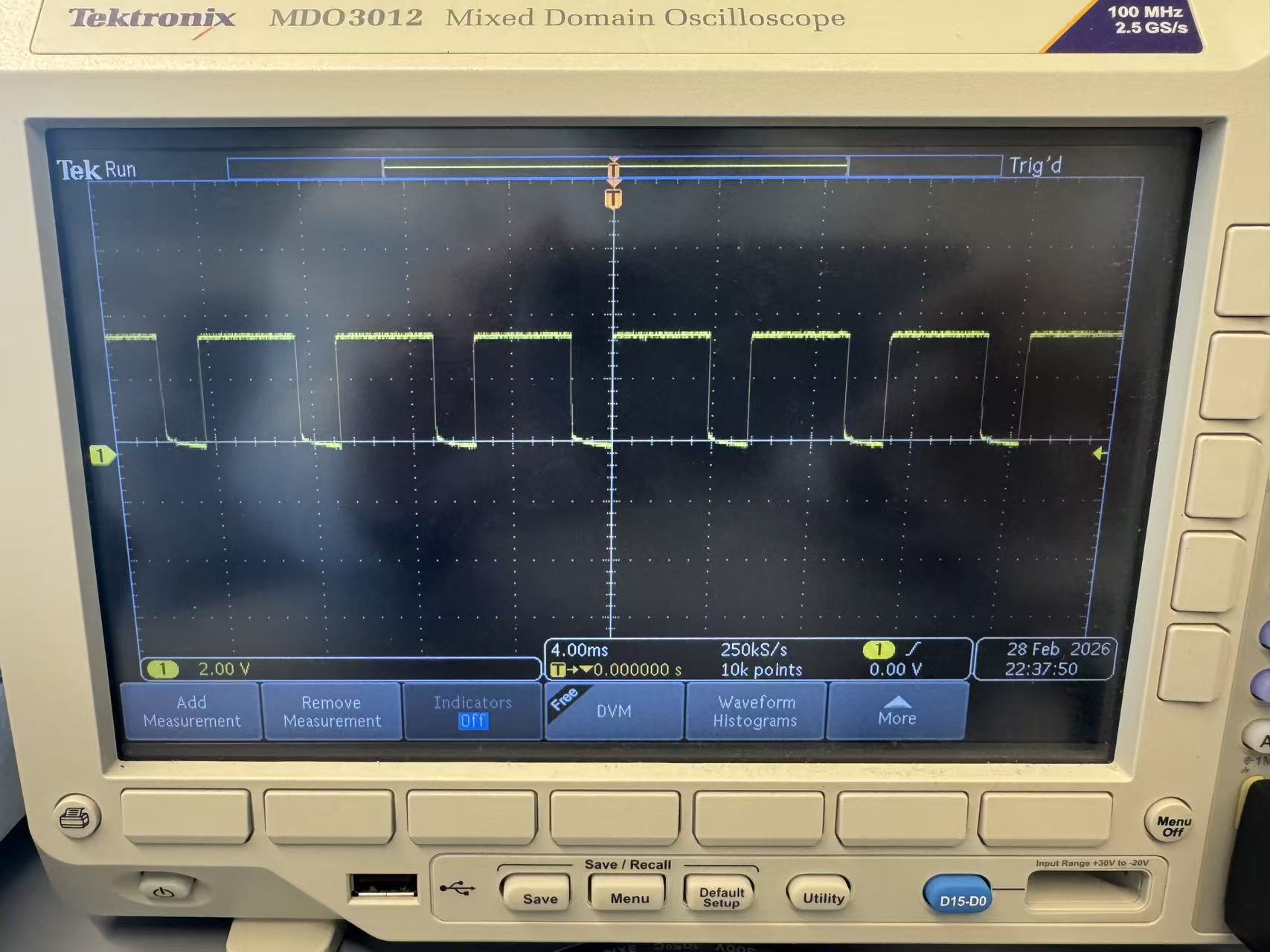 Oscilloscope capture of PWM=180